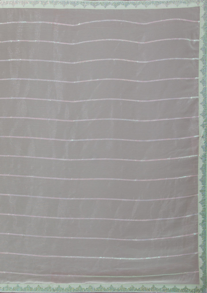 Pista Green Sequins Shimmer Saree-Koskii