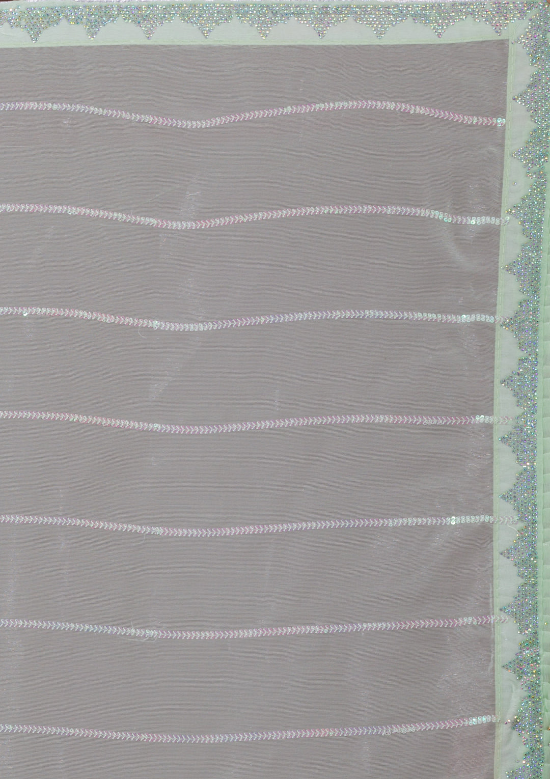 Pista Green Sequins Shimmer Saree-Koskii