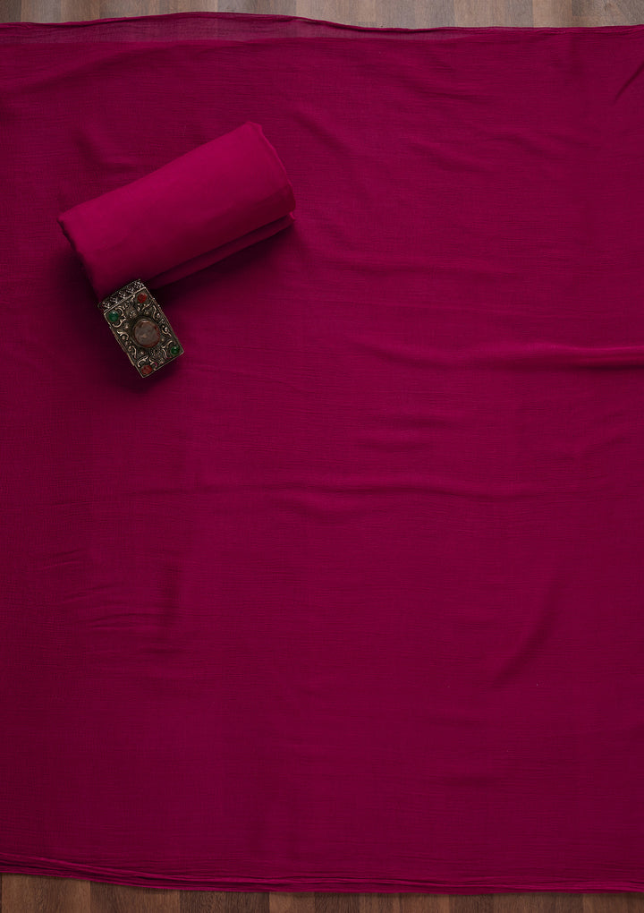 Rani Pink Zariwork Georgette Unstitched Salwar Suit - Koskii