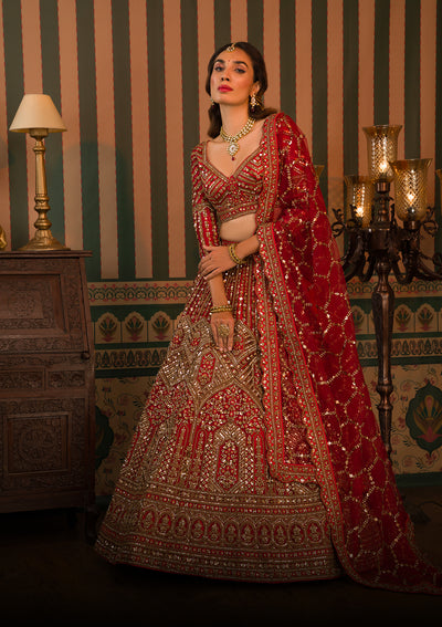 Pakistani Bridal long Trail Lehenga with Embroidered Kurti Collection -