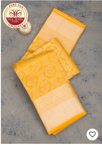 Yellow Silk Saree - KOSKII