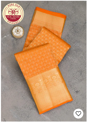 Orange Silk Saree - KOSKII