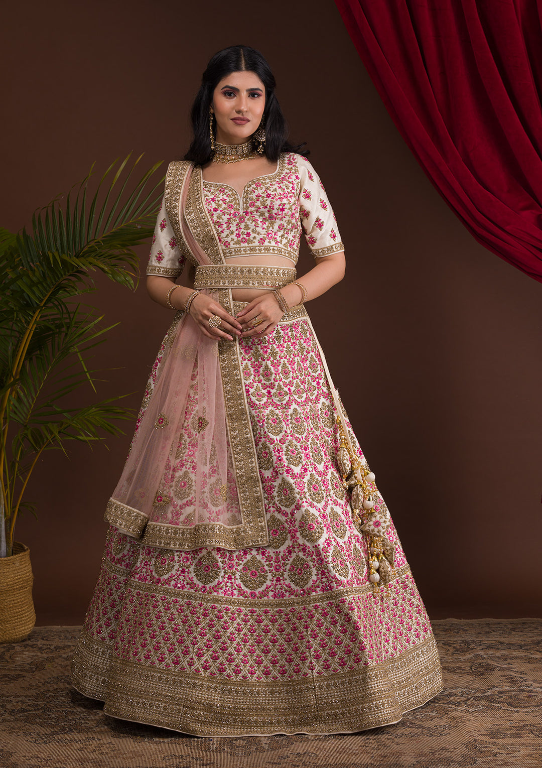 Cream Lehenga Choli
