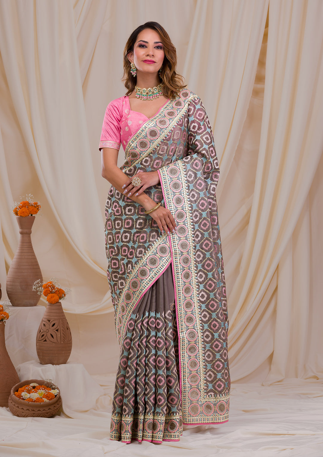 Multicolour Saree - Koskii