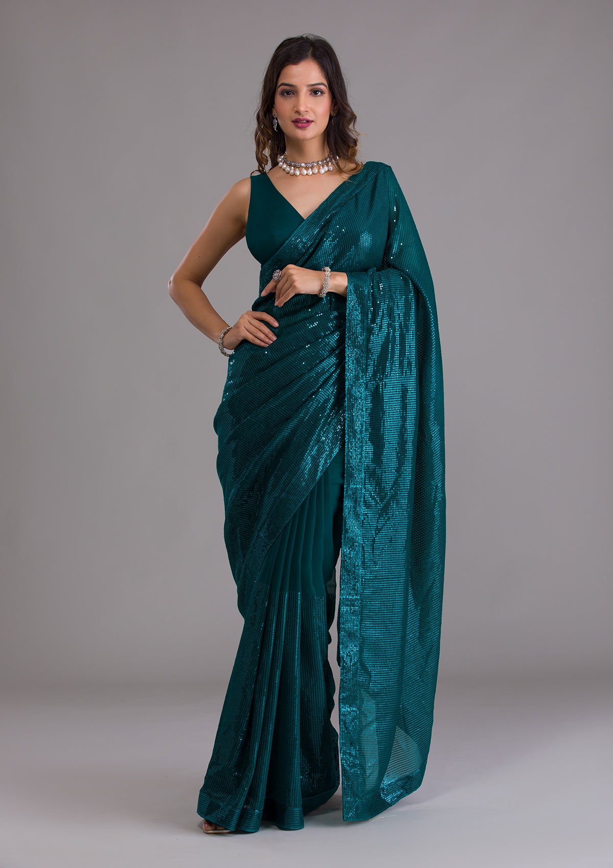 Satin Designer Saree In Light Green Colour
