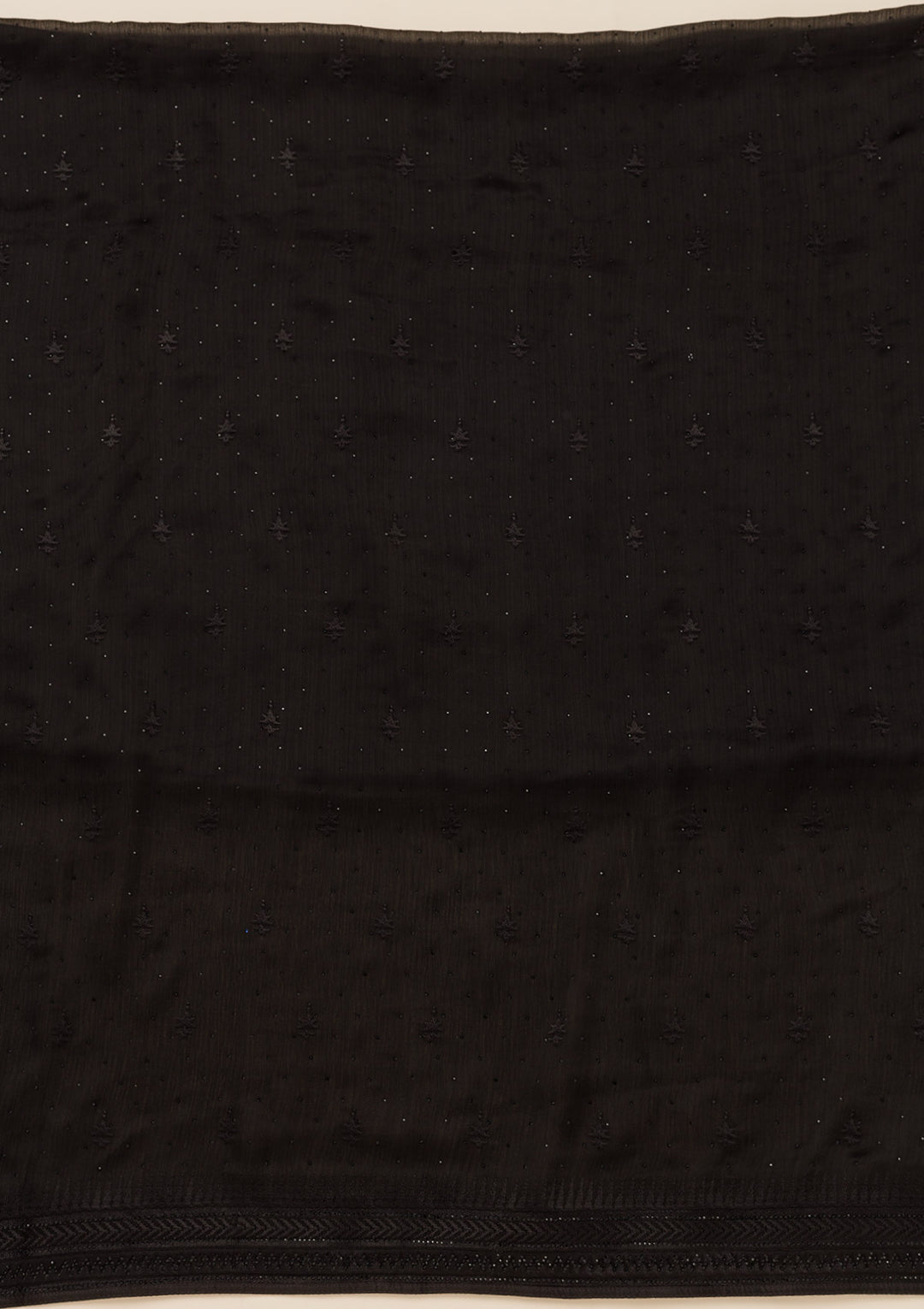 Black Swarovski Semi Crepe Unstitched Salwar Suit