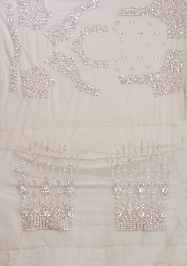 Light Grey Zariwork (Silver) Net Readymade Lehenga