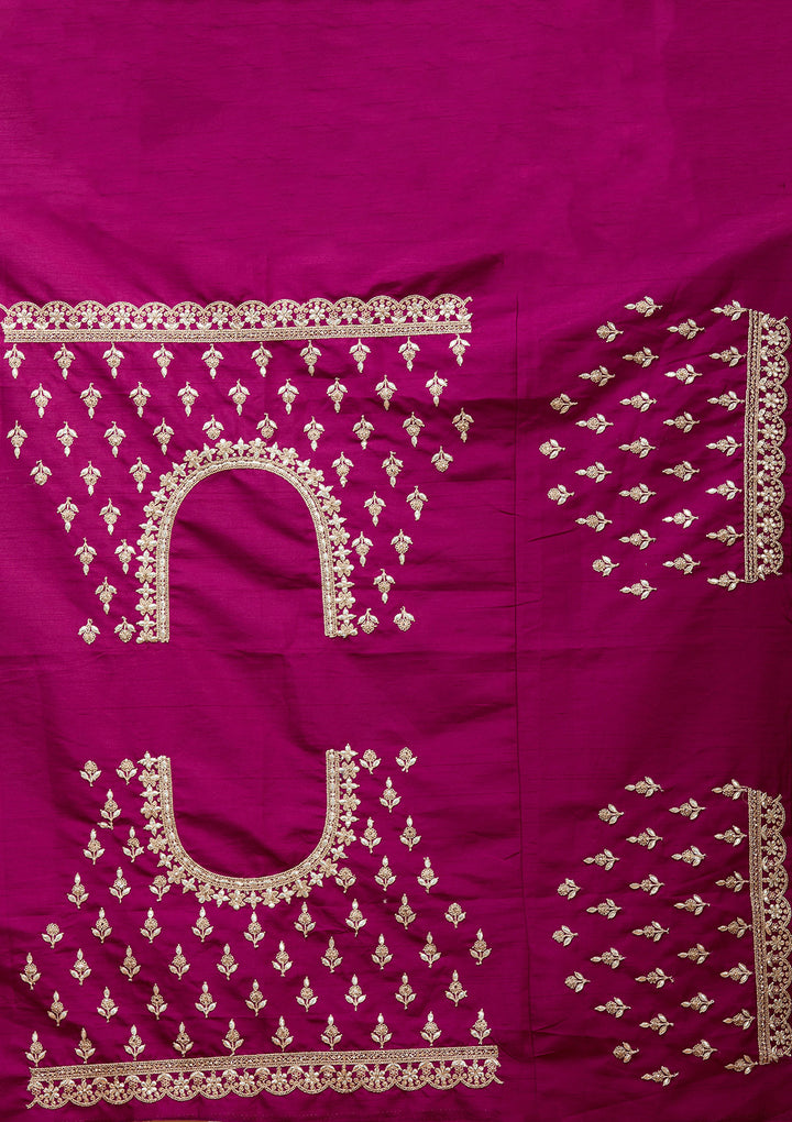 Wine Cording Raw Silk Semi-Stitched Lehenga