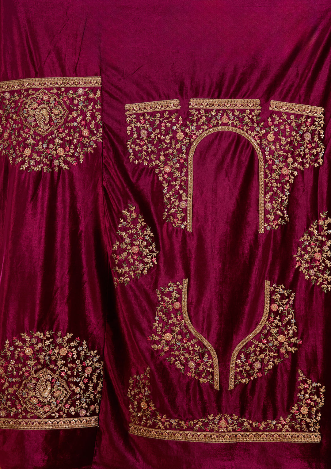 Pink Zariwork Net Semi-Stitched Lehenga