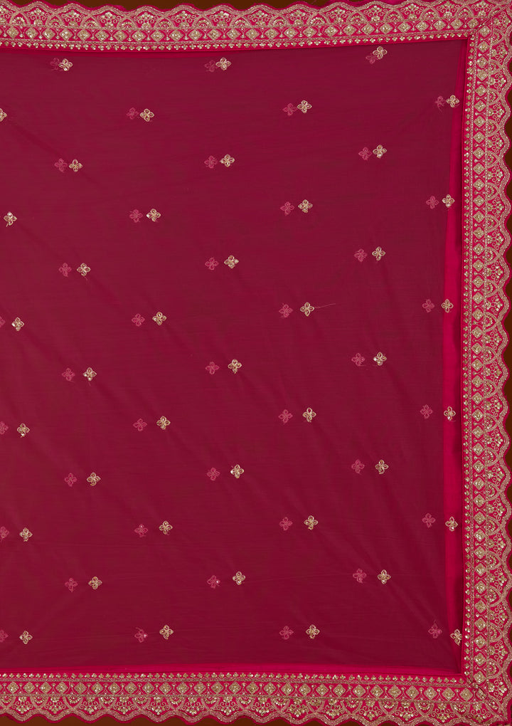 Rani Pink Zardosi Raw Silk Readymade Lehenga