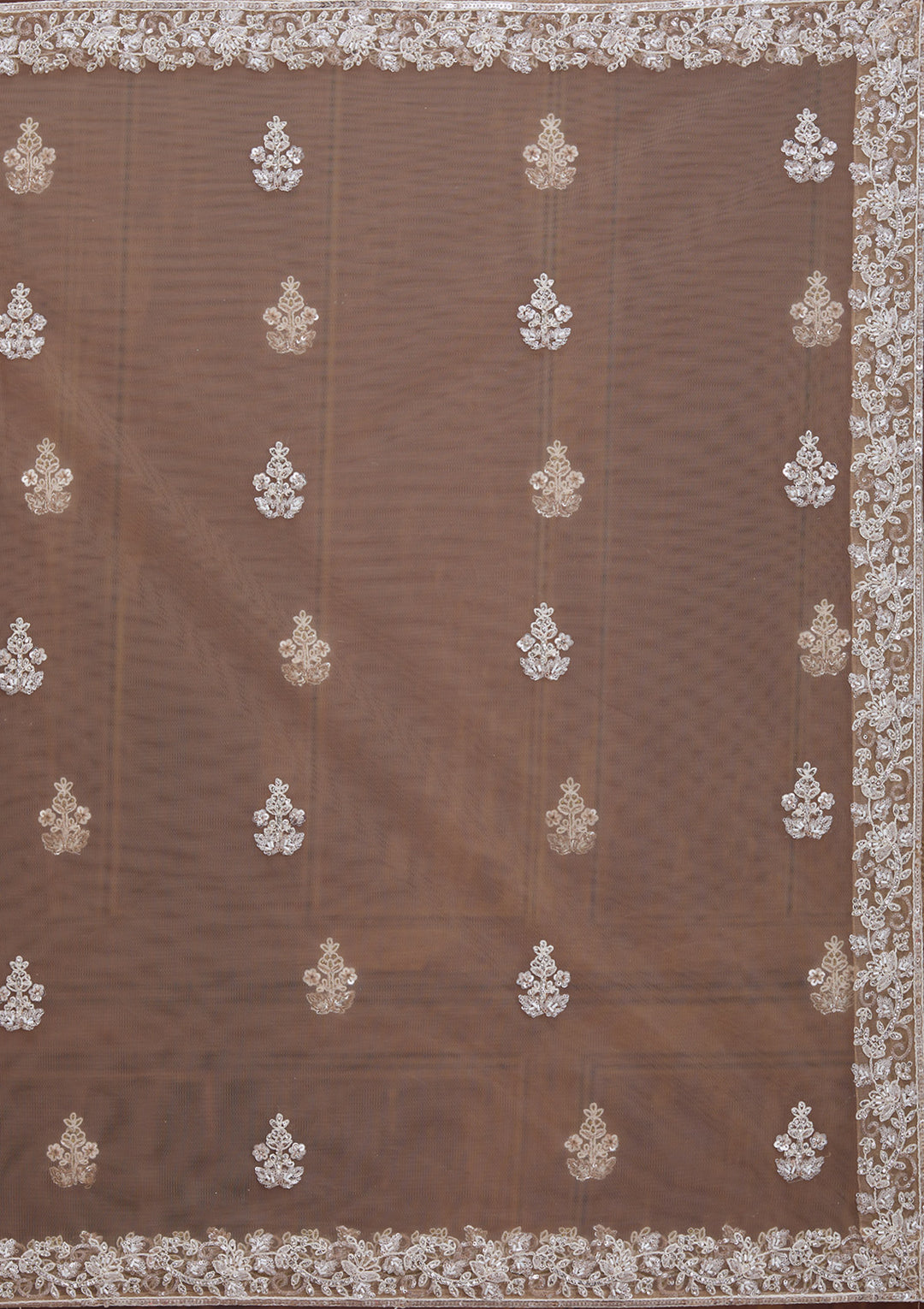 Beige Silver Zariwork Net Readymade Lehenga