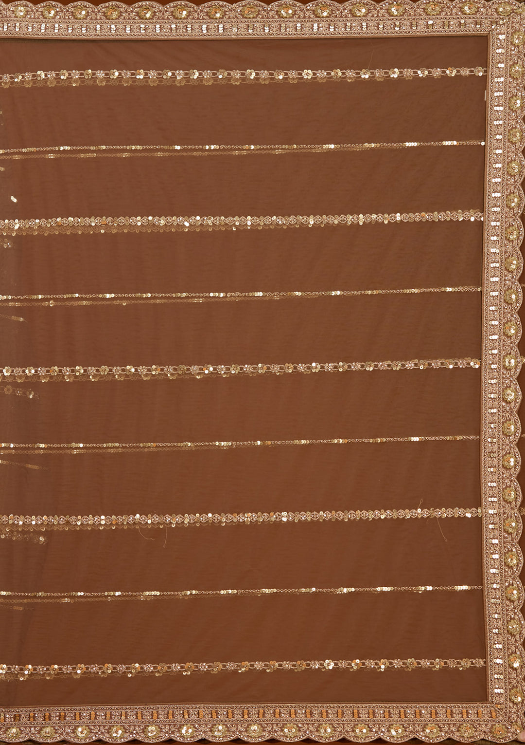Light Brown Cording Net Readymade Lehenga