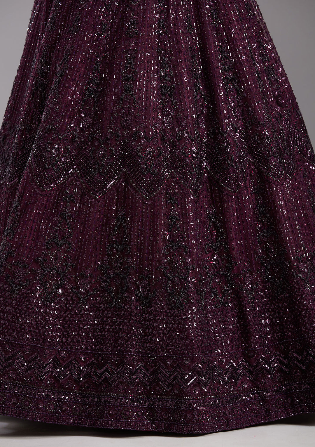 Wine Cutdana Net Readymade Lehenga