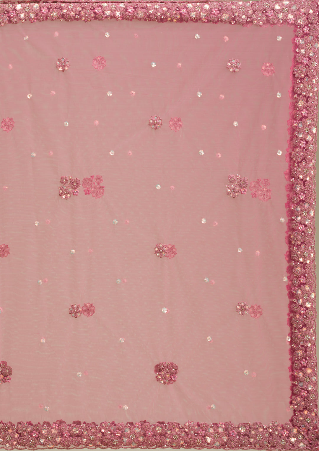 Pink Zariwork Tissue Semi Stitched Lehenga