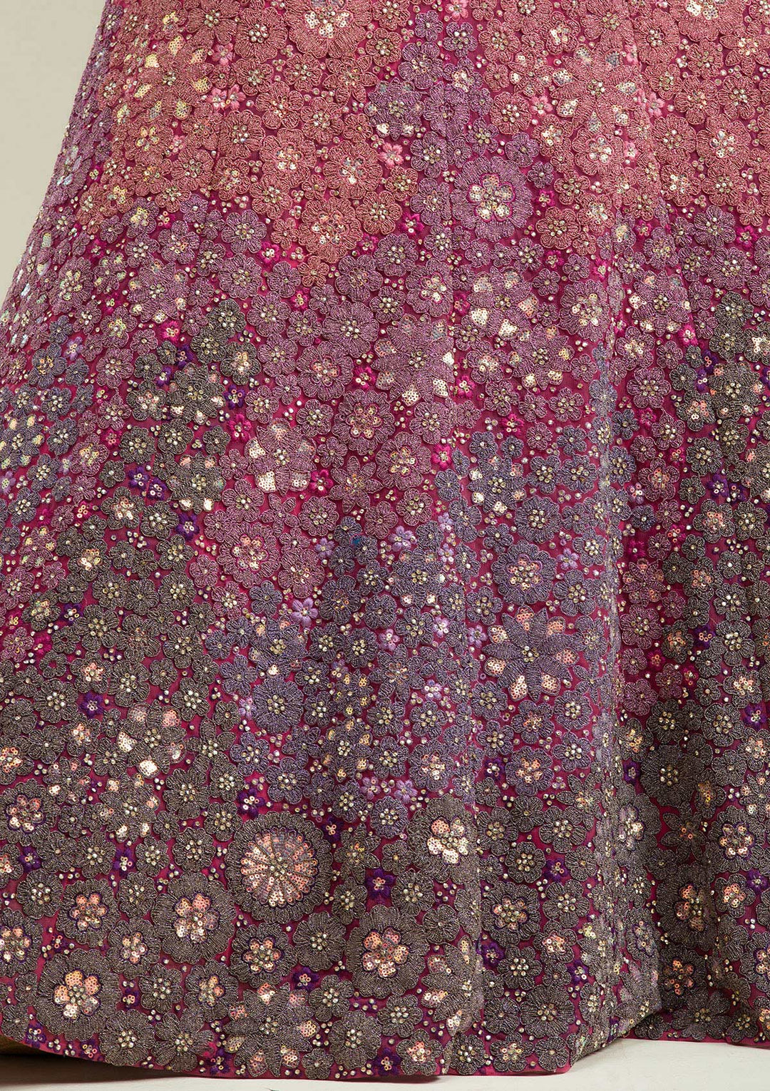 Pink Zariwork Tissue Semi Stitched Lehenga