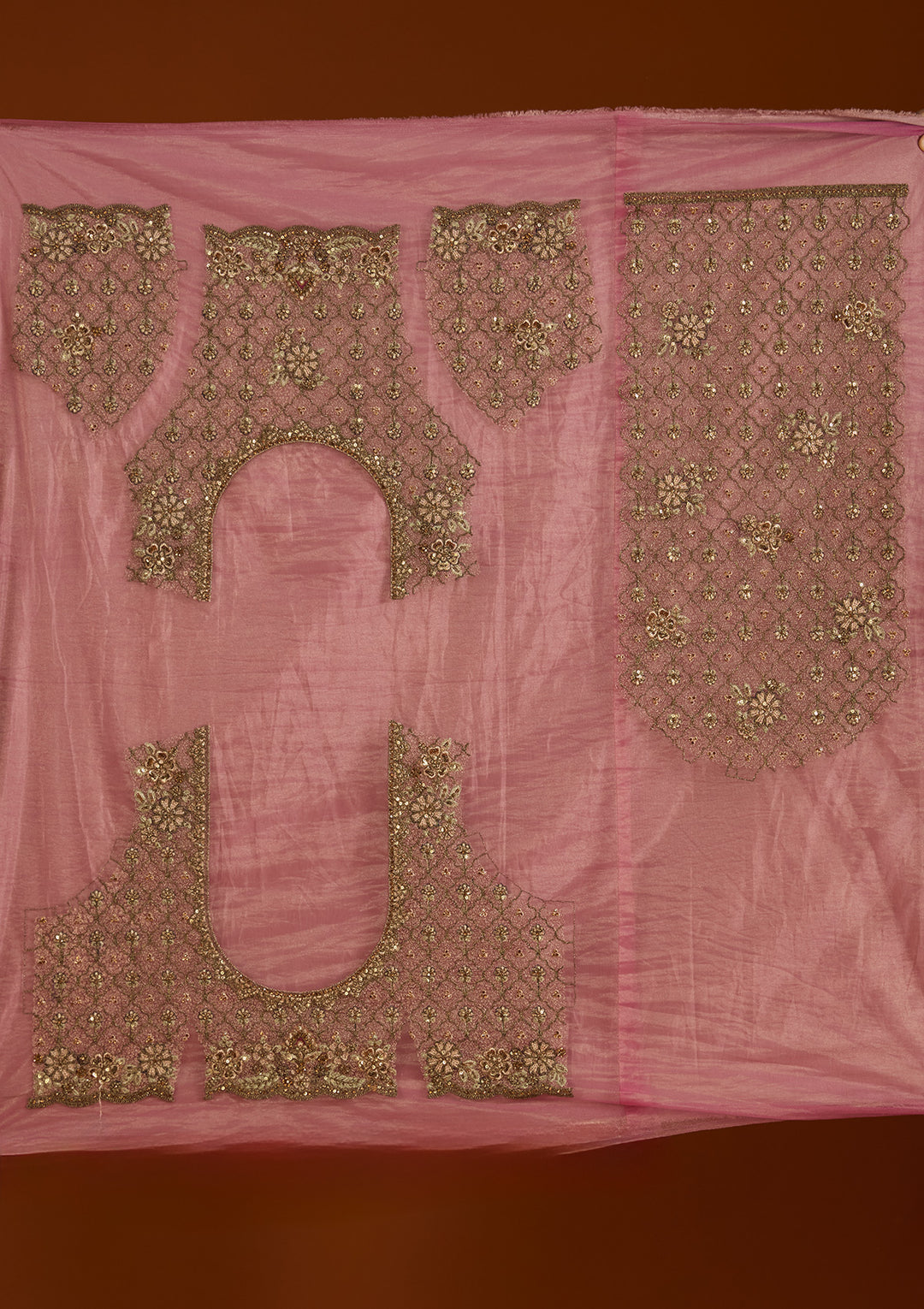 Lavender Zariwork Net Semi-Stitched Lehenga