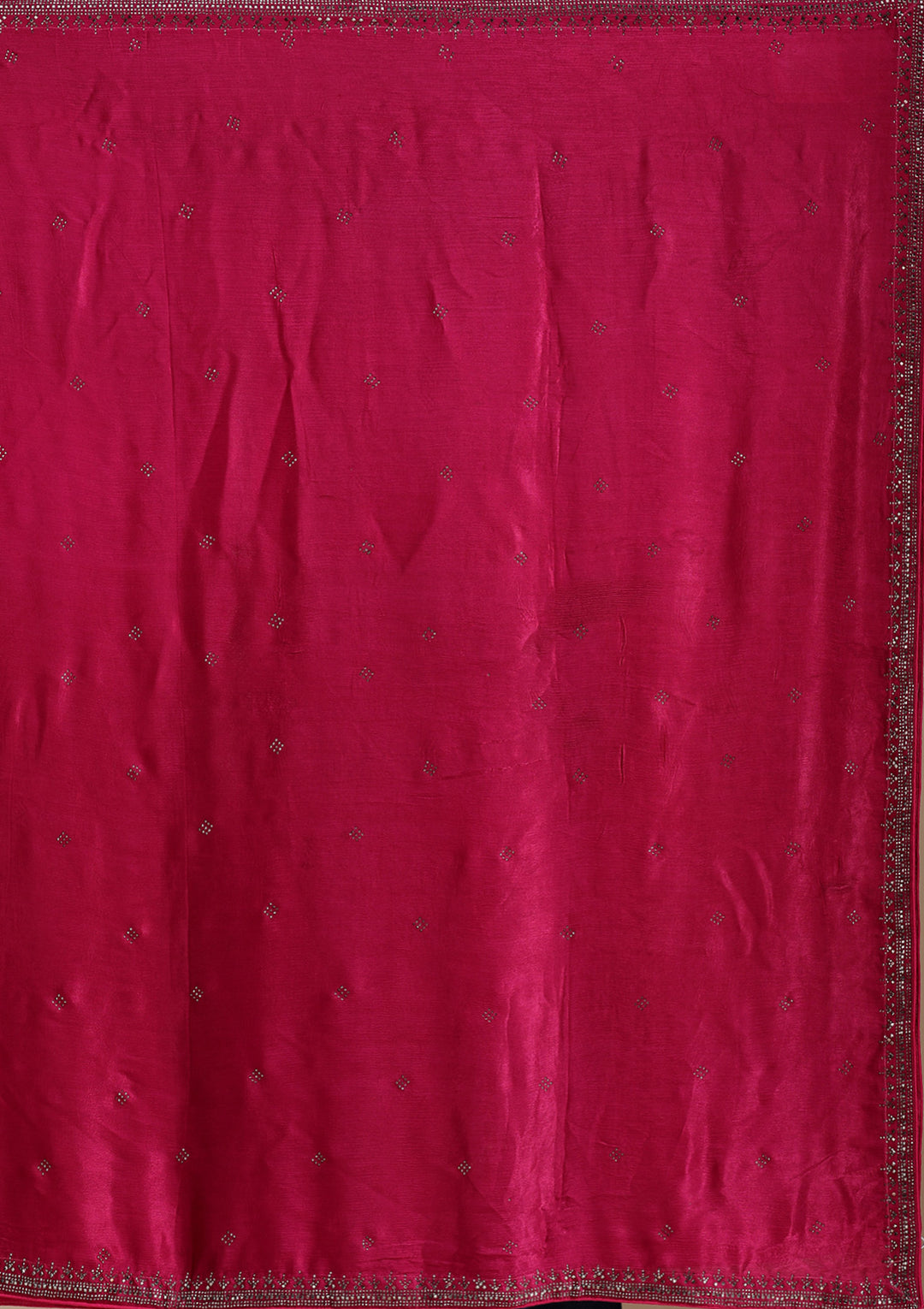 Rani Pink Silver Zariwork Satin Semi-Stitched Lehenga