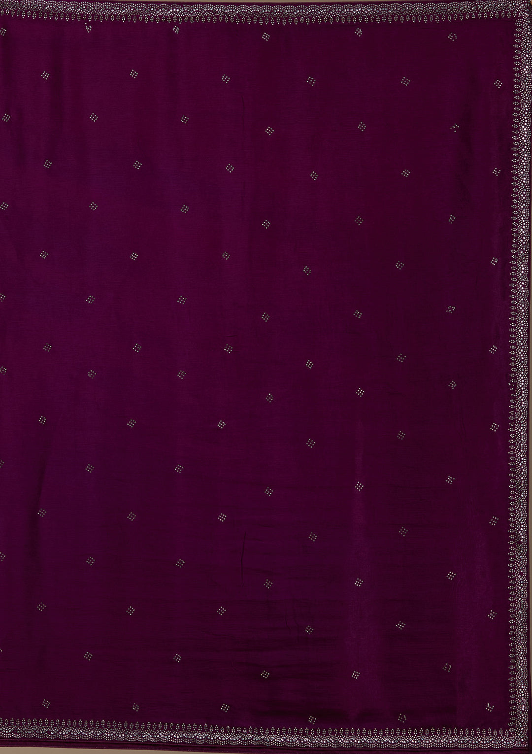 Wine Silver Zariwork Satin Semi-Stitched Lehenga