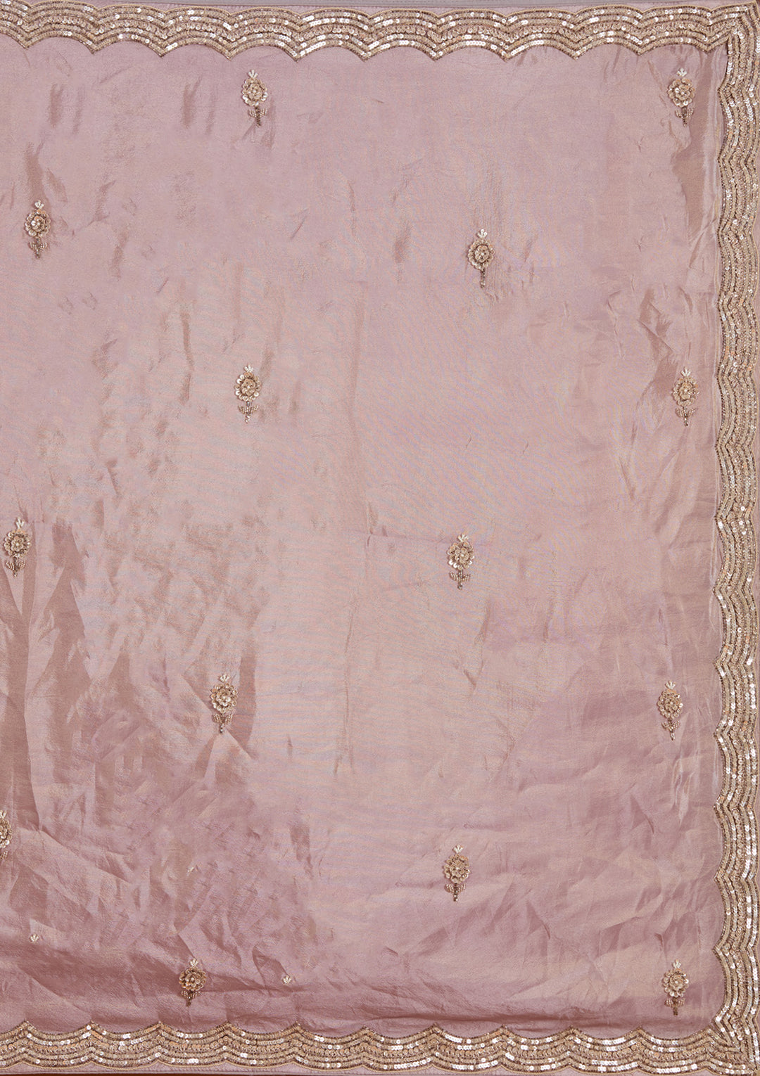 Lavender Zariwork Tissue Semi-Stitched Lehenga