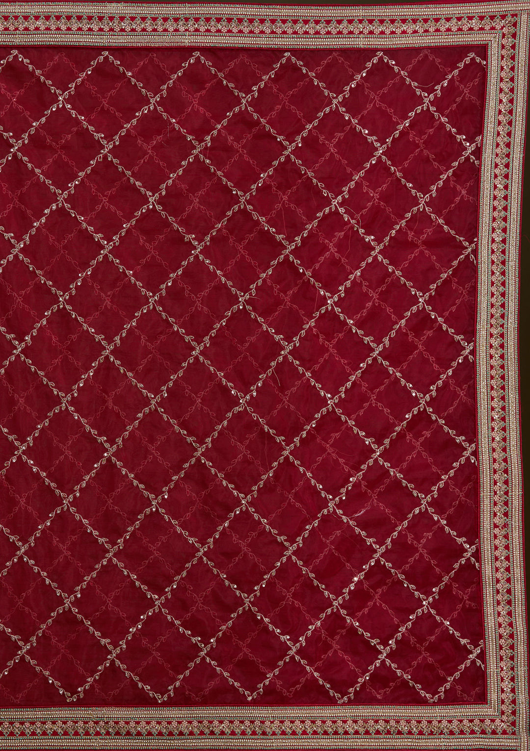 Red Zariwork Raw Silk Readymade Lehenga