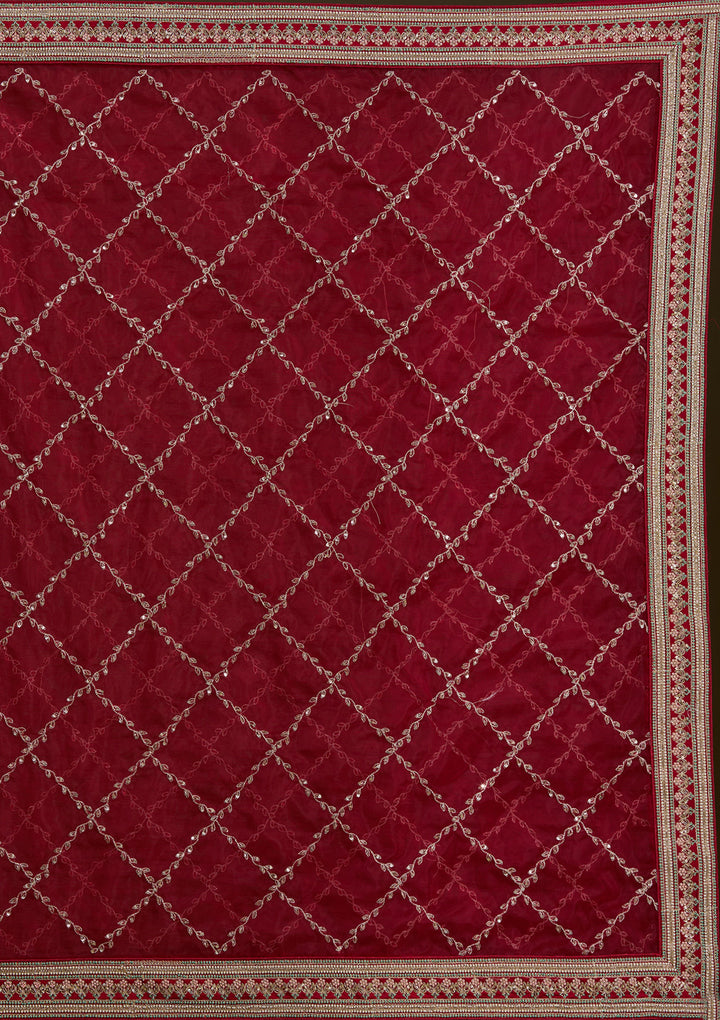 Red Zariwork Raw Silk Readymade Lehenga