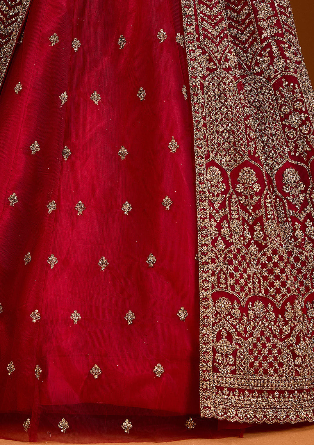 Maroon Zariwork Net Readymade Lehenga