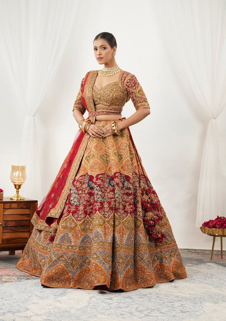 Maroon Zardosi Raw Silk Readymade Lehenga