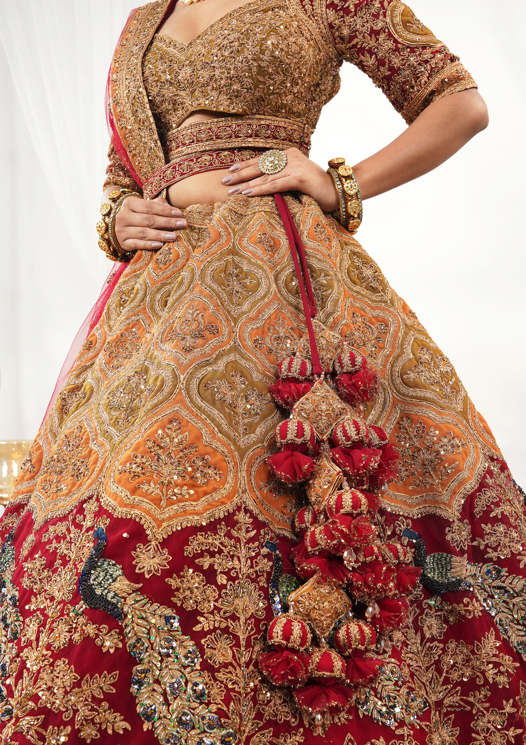 Maroon Zardosi Raw Silk Readymade Lehenga