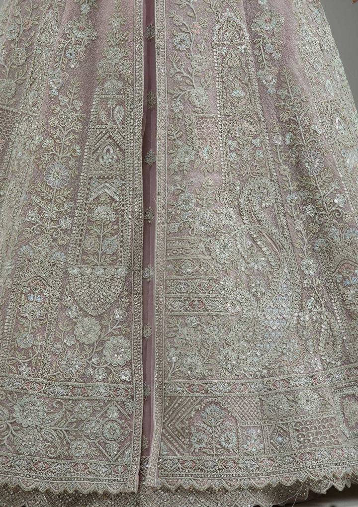 Lavender Zariwork Net Readymade Lehenga