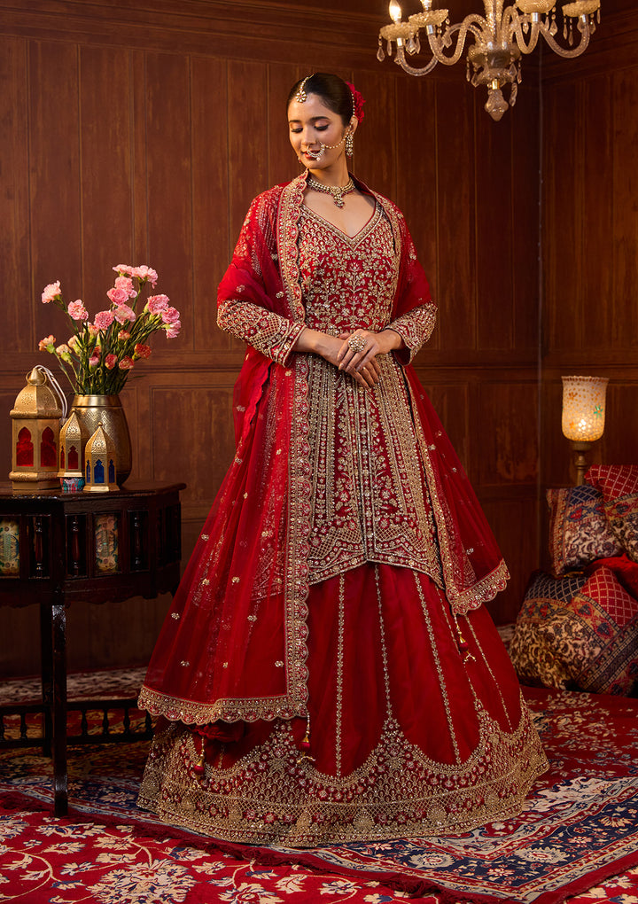 Maroon Cording Net Readymade Lehenga