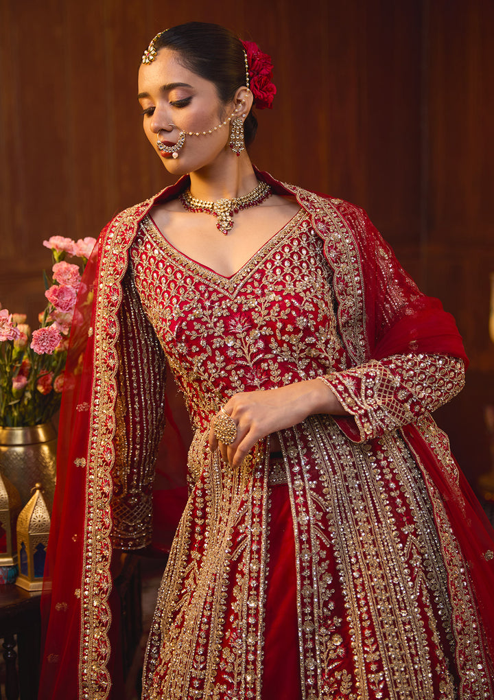 Maroon Cording Net Readymade Lehenga