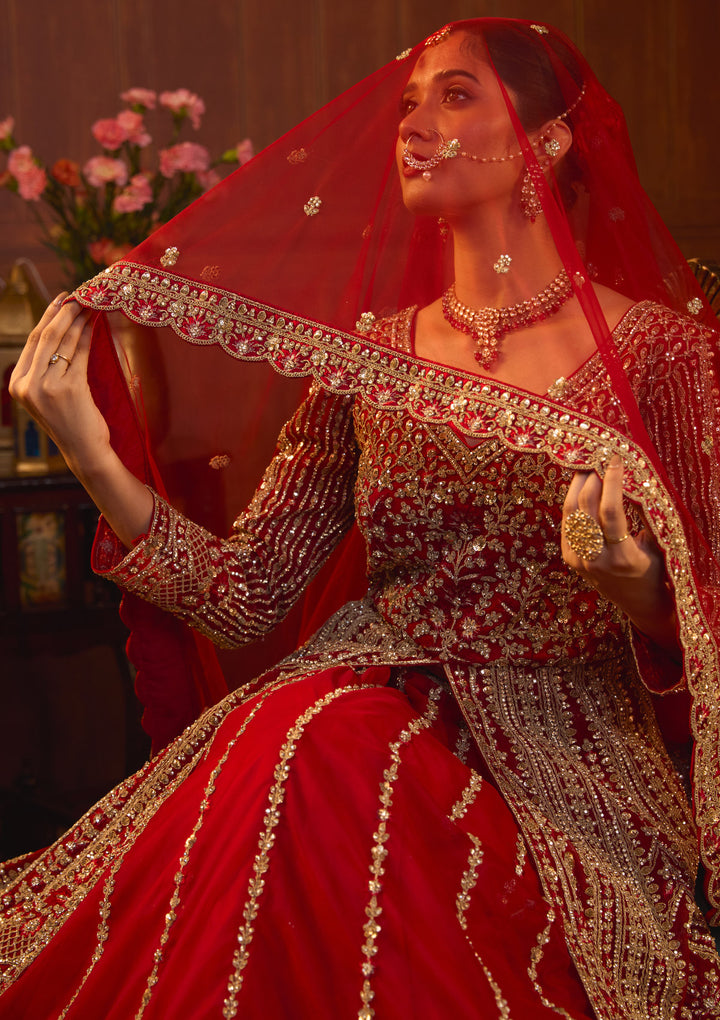 Maroon Cording Net Readymade Lehenga