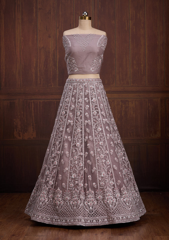 Lavender Cording Net Readymade Lehenga