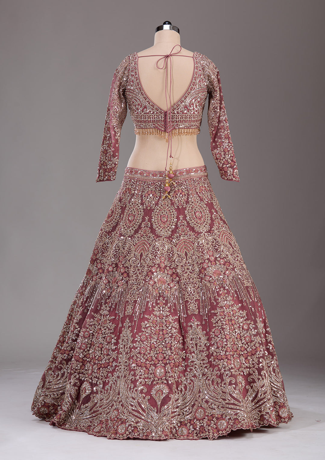 Onion Pink Sequins Net Readymade Lehenga