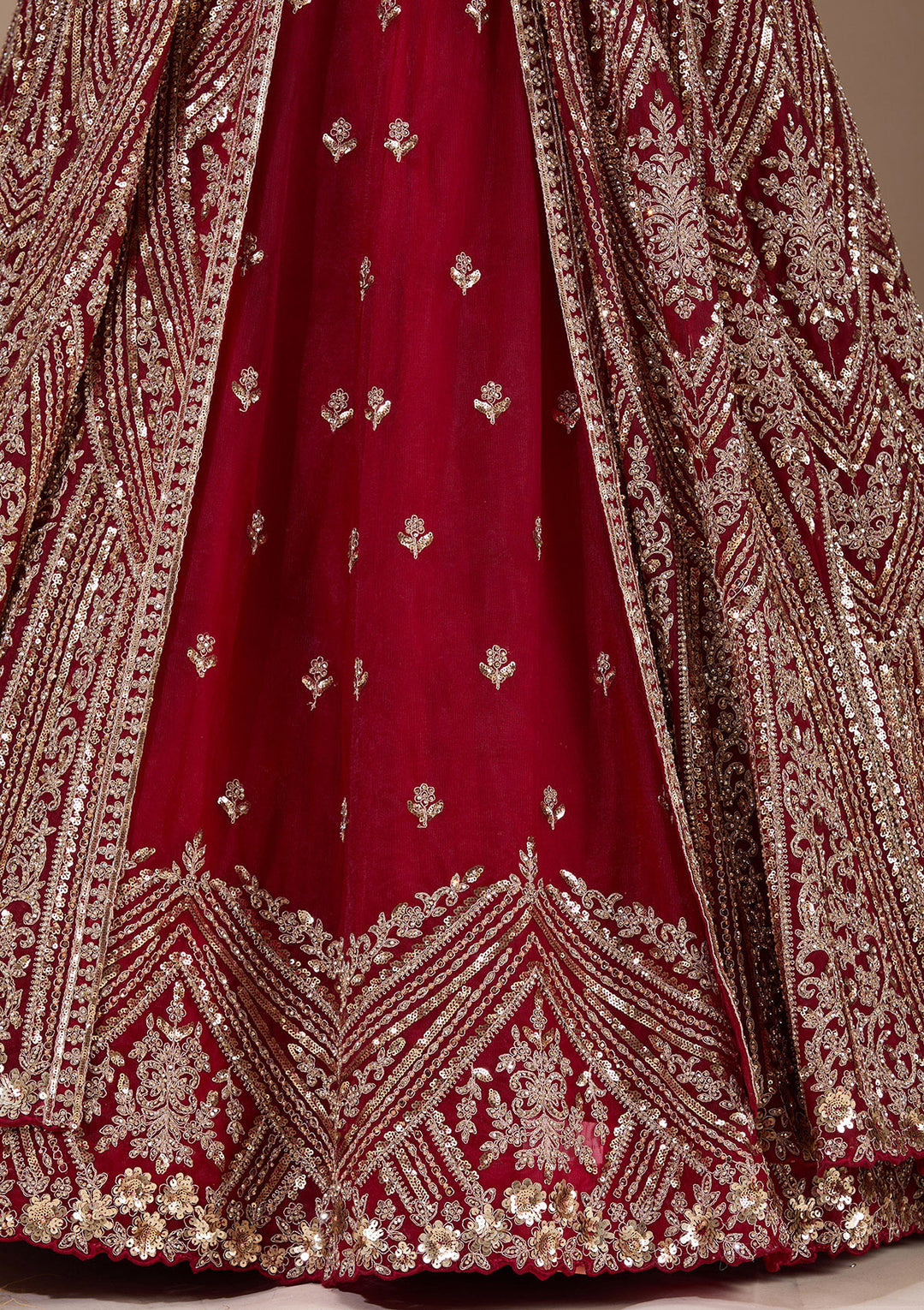 Maroon Sequins Net Readymade Lehenga