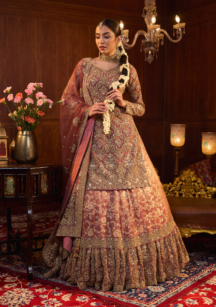 Mauve Cording Georgette Readymade Lehenga