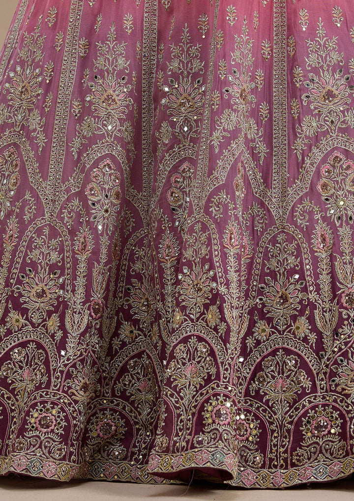 Pink Zariwork Crepe Readymade Lehenga