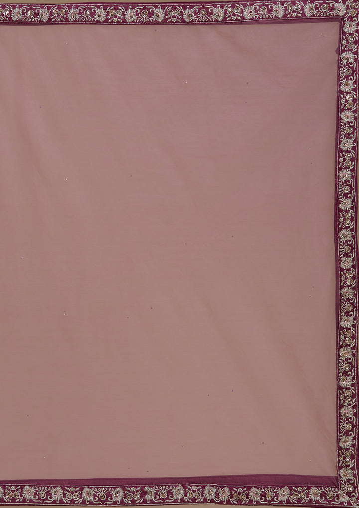 Pink Zariwork Crepe Readymade Lehenga