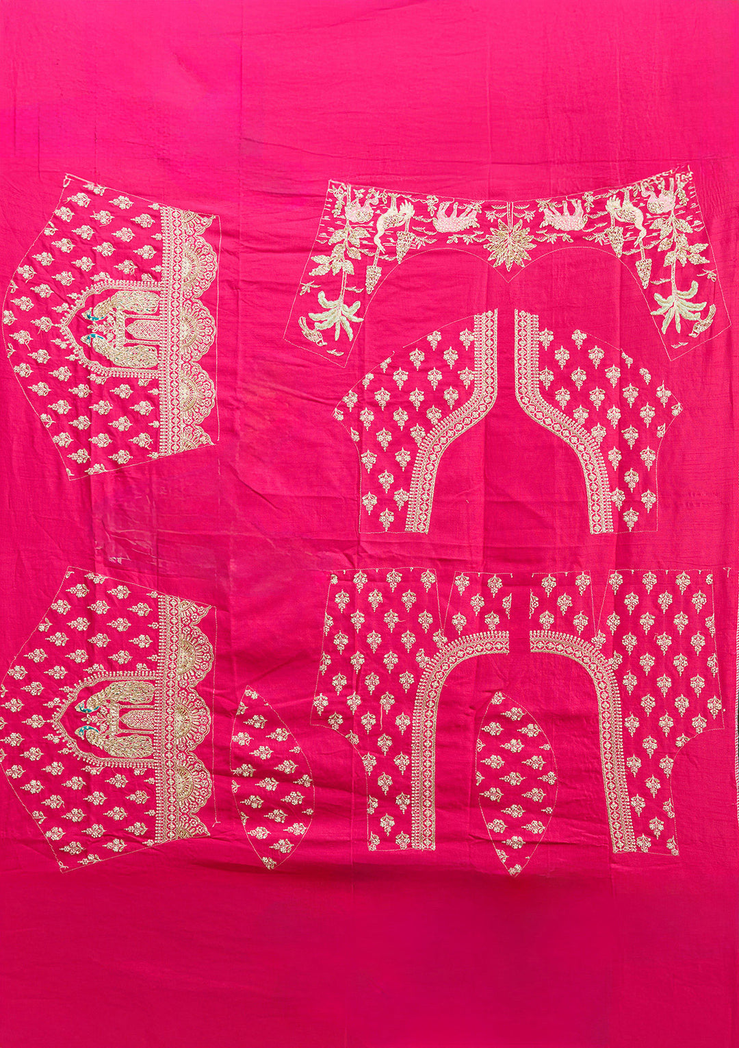 Rani Pink Zardozi (Gold) Raw Silk Readymade Lehenga