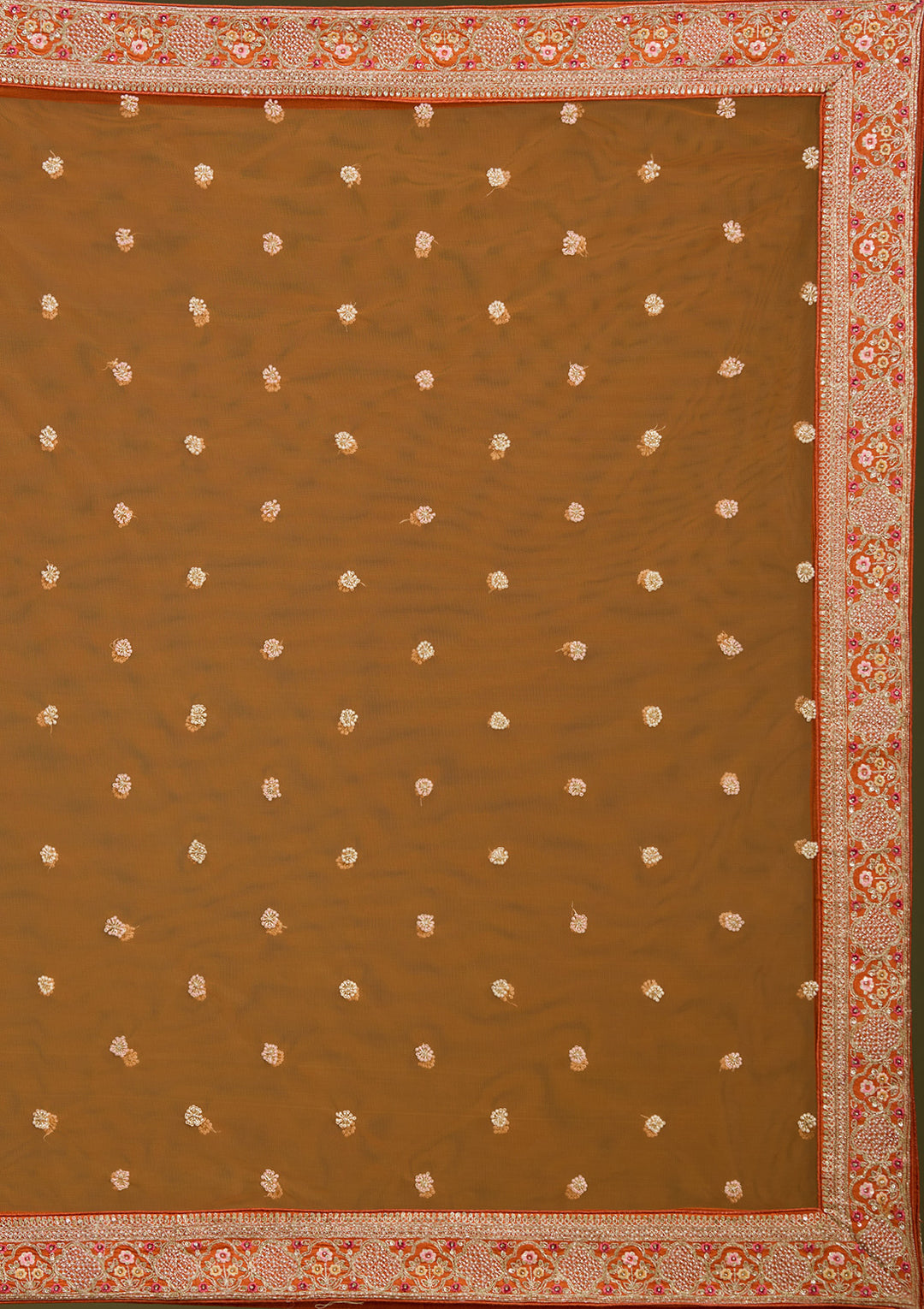 Rust Zardozi (Gold) Raw Silk Readymade Lehenga