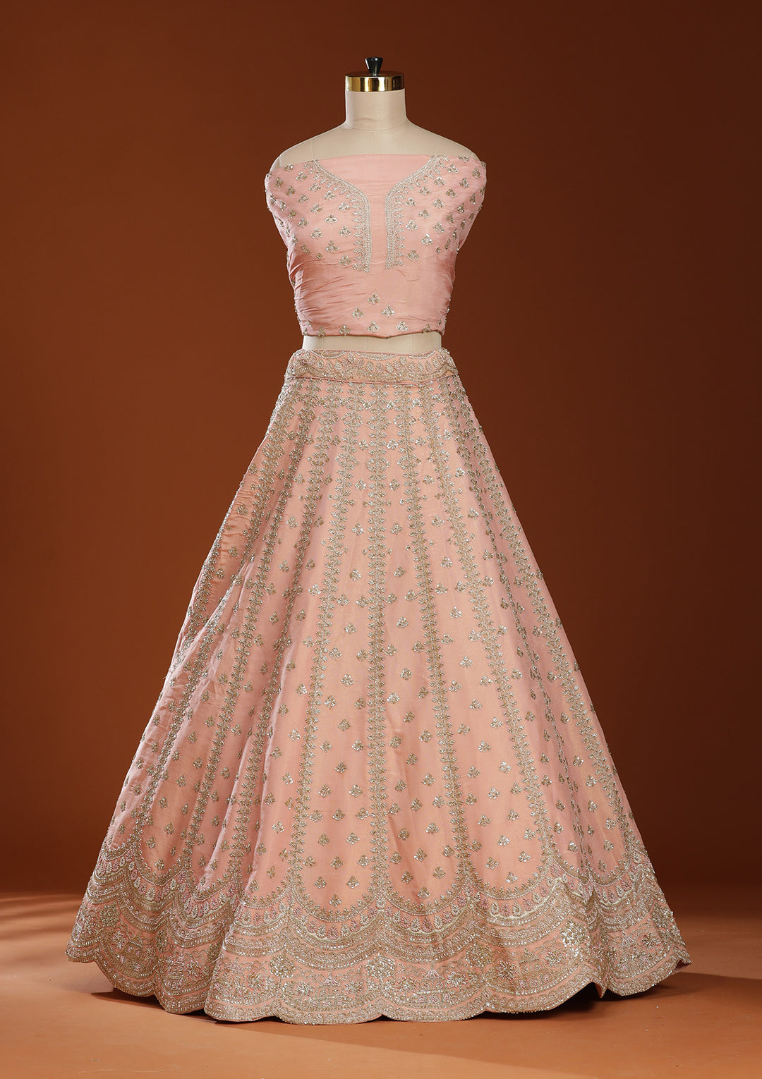 Wine Zariwork (Gold) Shimmer Readymade Lehenga