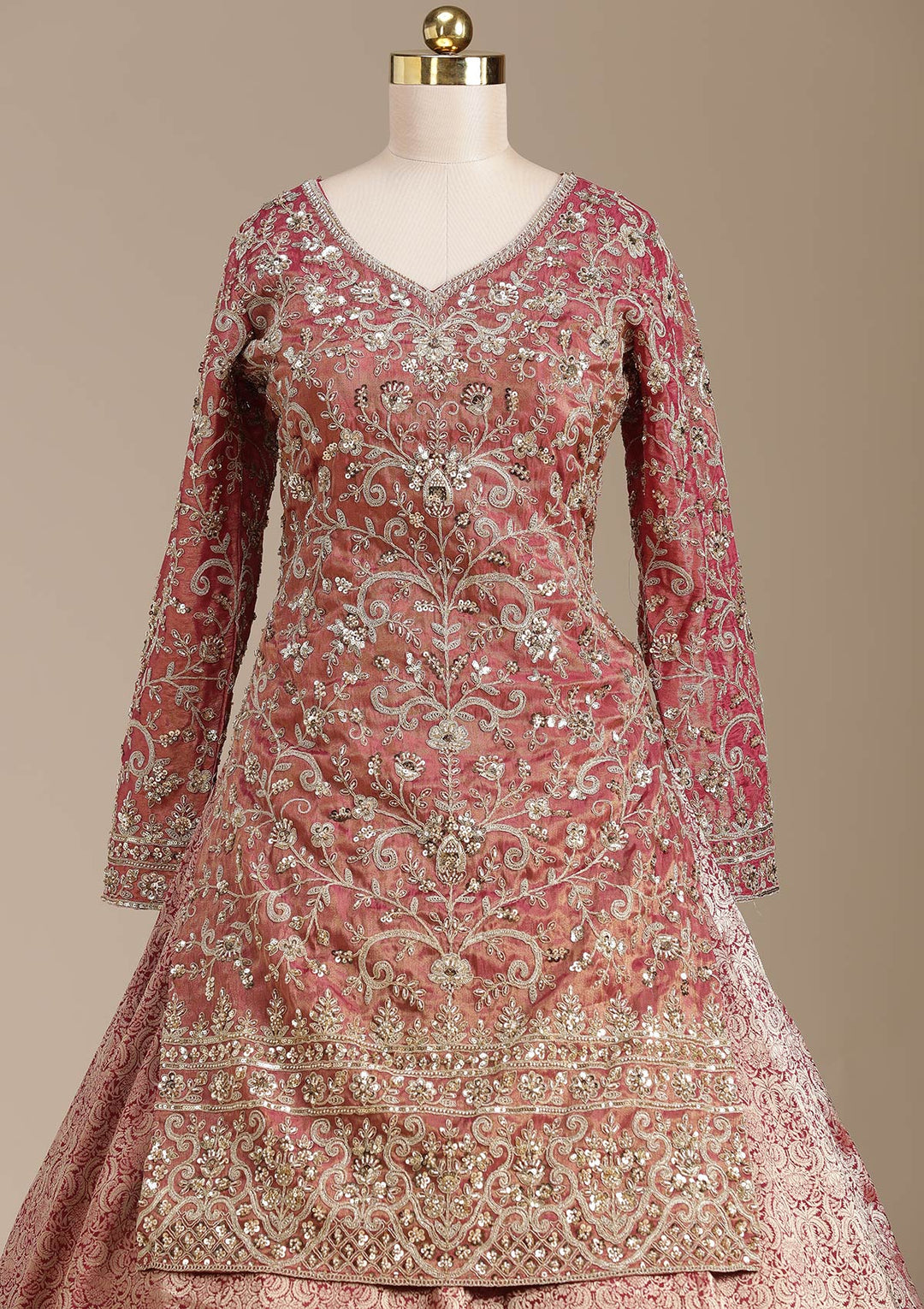 Maroon Cording Brocade Readymade Lehenga