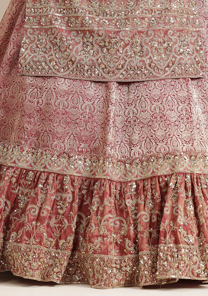 Maroon Cording Brocade Readymade Lehenga