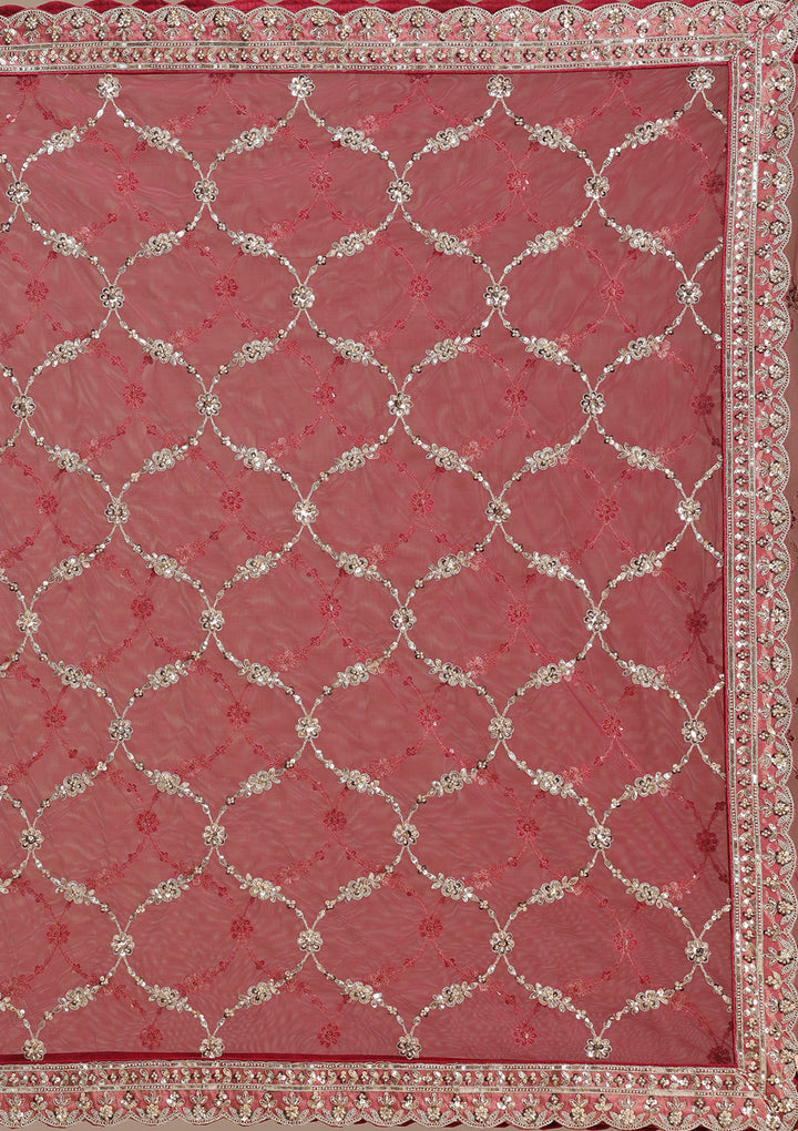 Maroon Cording Brocade Readymade Lehenga