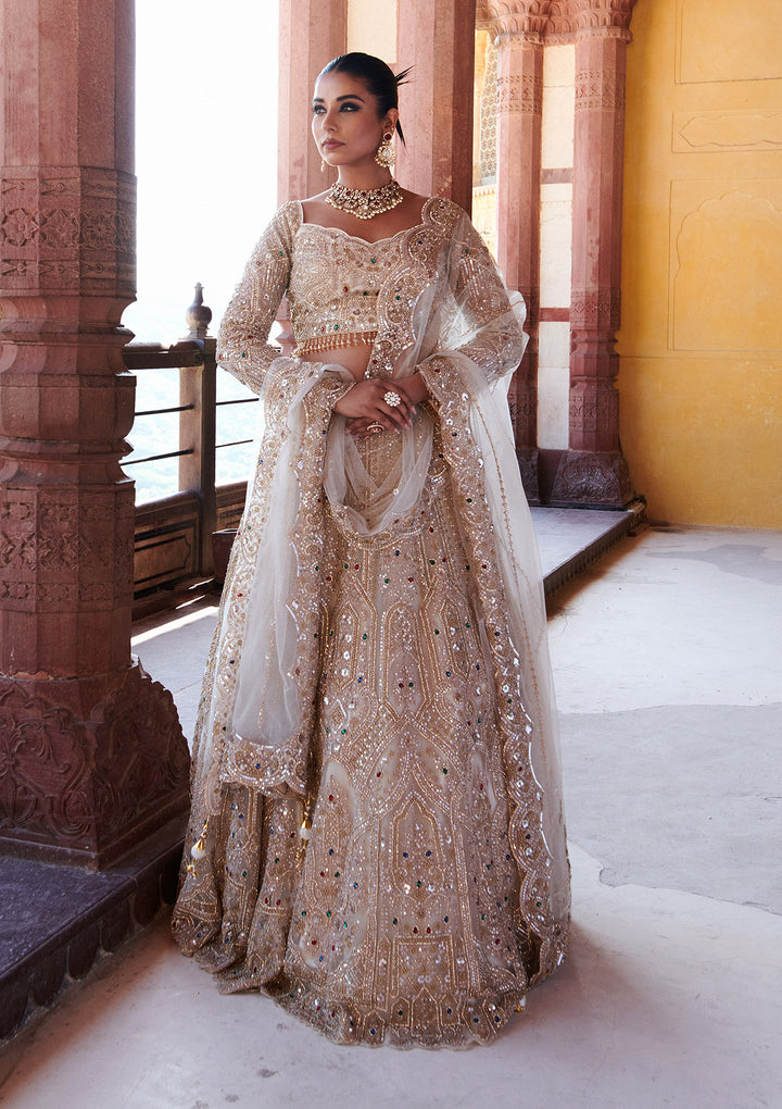 Off White Cording Net Readymade Lehenga