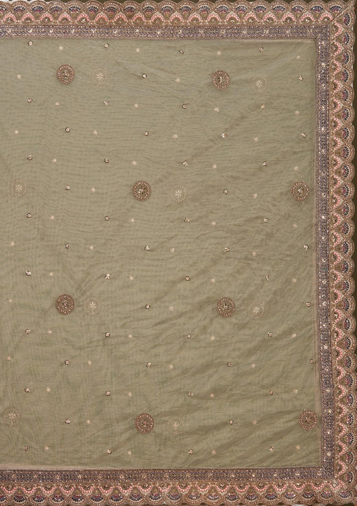 Mehendi Cording Net Readymade Lehenga