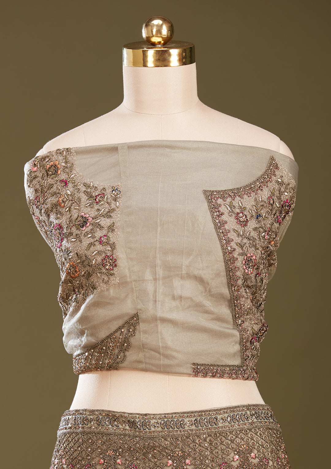 Mehendi Cording Net Readymade Lehenga