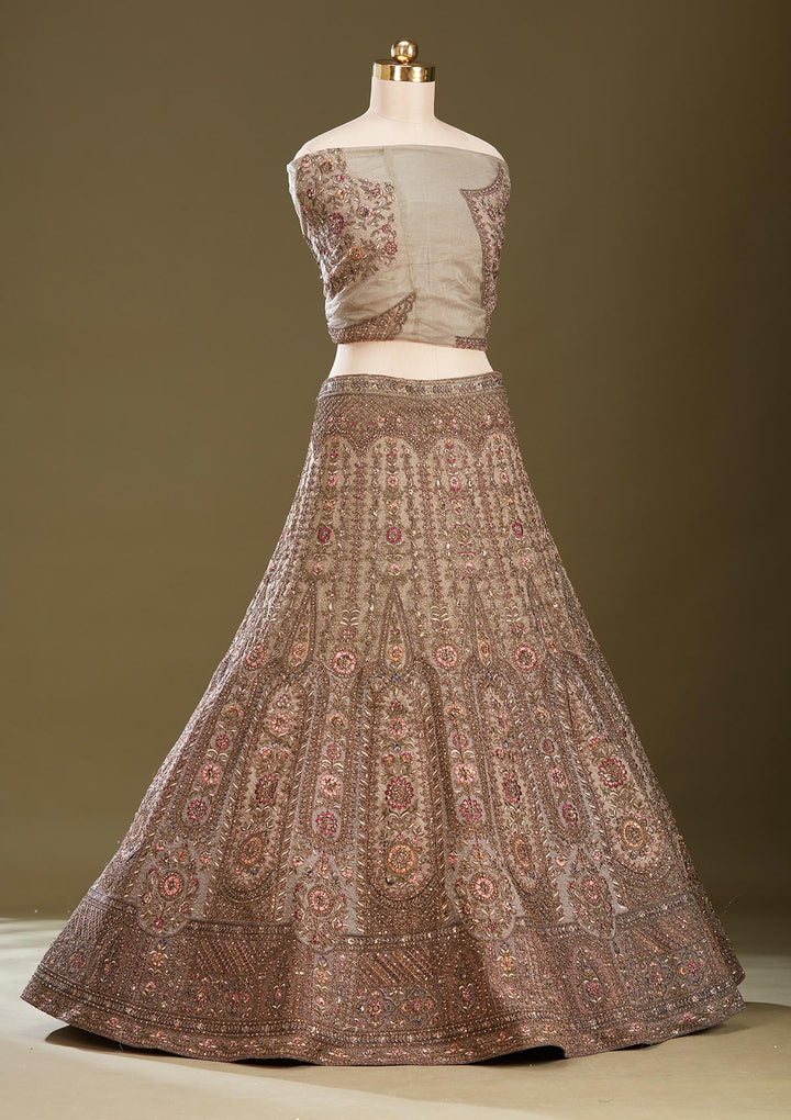 Mehendi Cording Net Readymade Lehenga