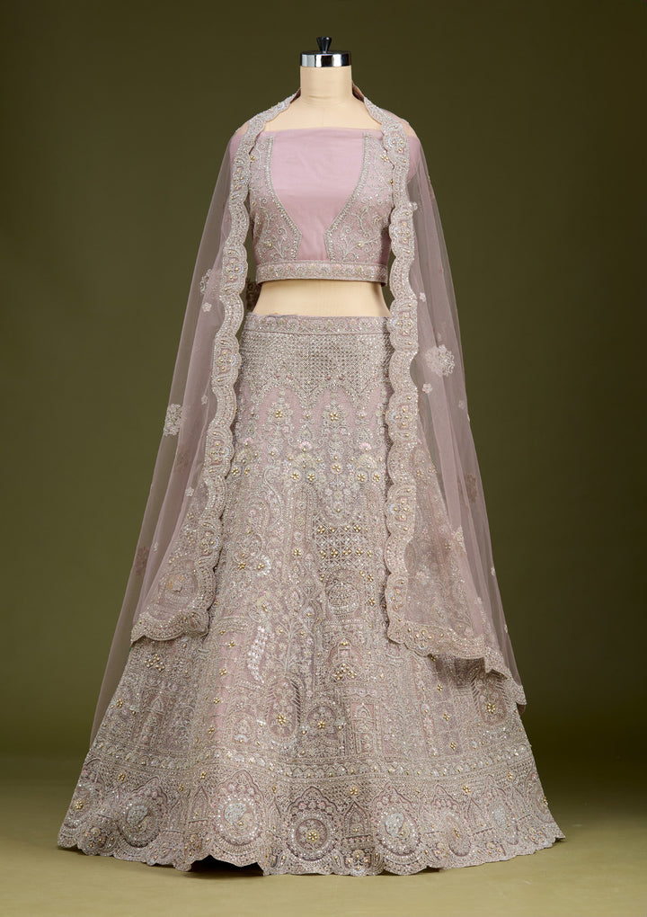 Light Lavender Cording Net Readymade Lehenga