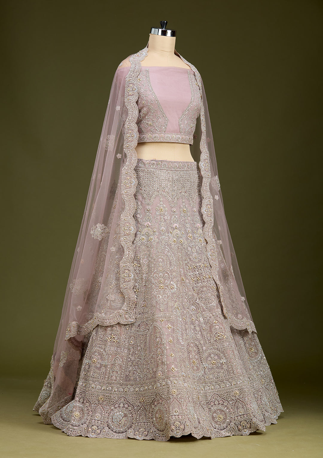 Light Lavender Cording Net Readymade Lehenga